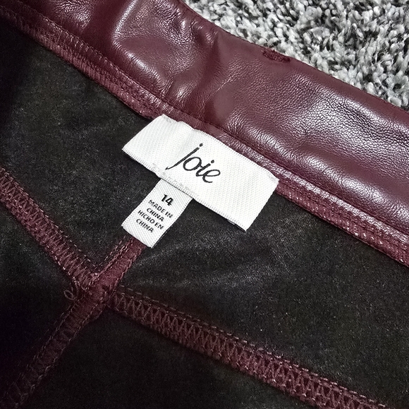 Joie faux leather pants in burgundy - Picture 6 of 7